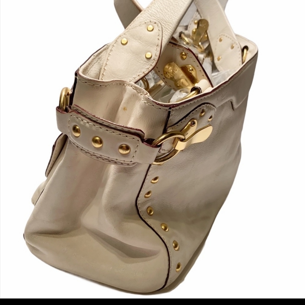 Michael Kors White Gold Studded Buckle Handbag - Picture 3 of 9
